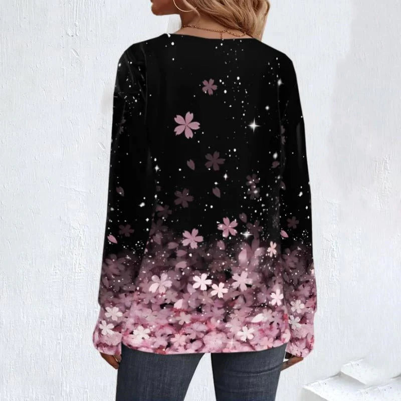 Gradient Floral Print Blouse