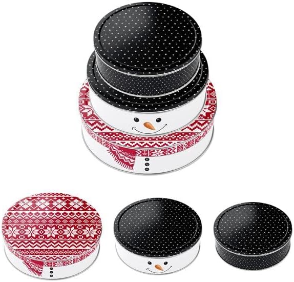 Brandsseller Set of 3 Biscuit Tins Metal Pastry Tins | Snowman 