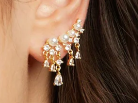 Pearl tassel earrings