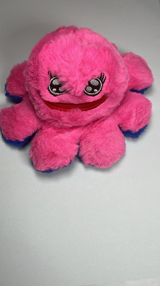 Octopus Kuscheltier doppelseitig pink/dunkelblau