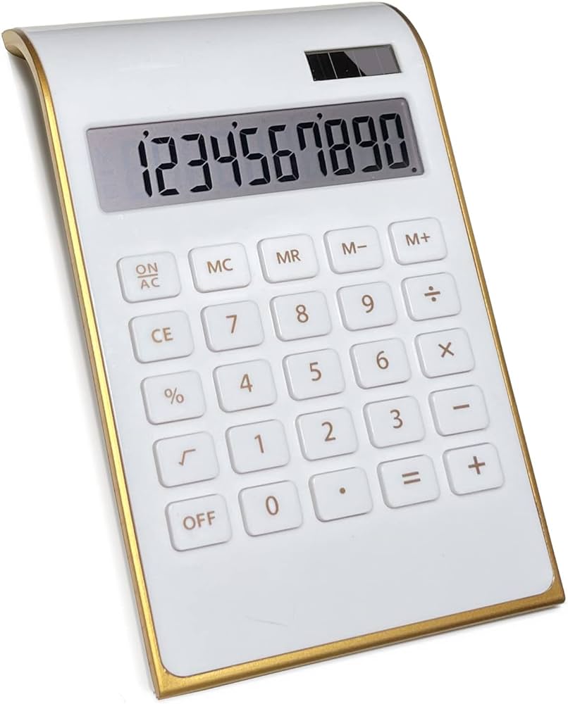 Benkaim table calculator white/gold 